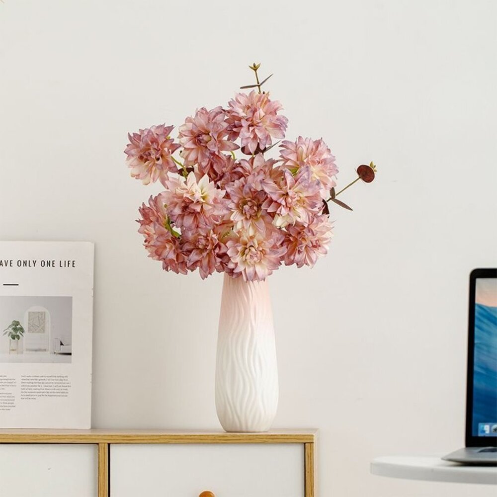 Tall Slim Ceramic Vase – Blush Fade Finish